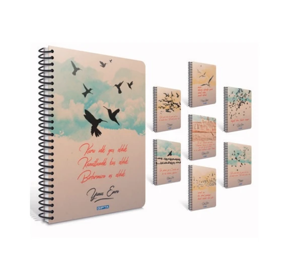 Gıpta Kuşlar Spiralli Sert Kapak Defter 13X18Cm 120 Yaprak Çizgili (3 Lü Paket) 6524 ürün görseli 1