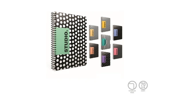 Studio Spiralli Karton Kapak Defter A4 100 Yaprak Kareli (4 Lü Paket) 4783 ürün görseli 1