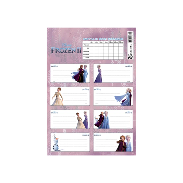 Frozen II Ders Programlı 20 Li Okul Etiketi ürün görseli 1