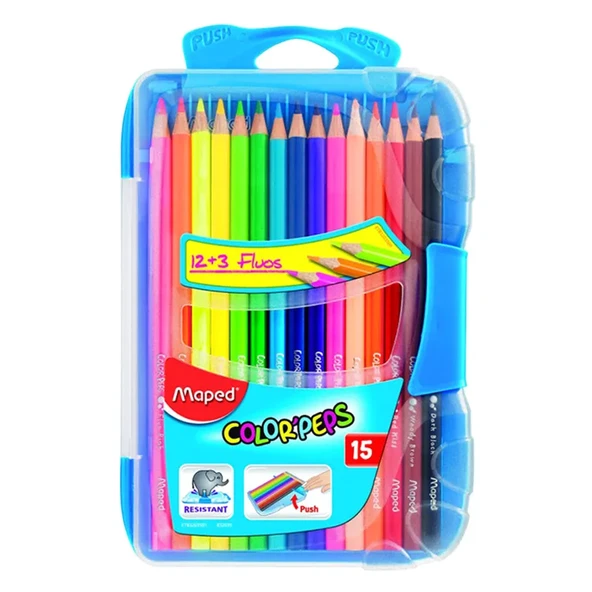Color'Peps Fluo Kuru Boya Kalemi 12+3 Renk 832035 ürün görseli 1
