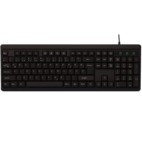 Everest Kb-741F Siyah-Gri Usb 2 Metre Bakır Kablolu Tamamen Türkçe F Klavye ürün görseli 1