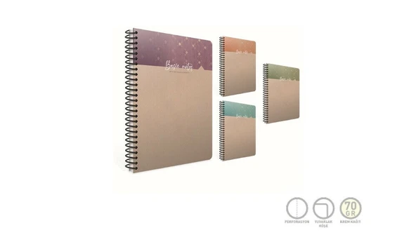 Basic Notes Spiralli Sert Kapak Not Defteri A5 100 Yaprak Çizgili (4 Lü Paket) 5485 ürün görseli 1