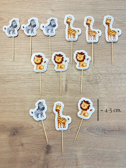 Safari Konsept Kürdan Cupcake Süsü - Resim 3