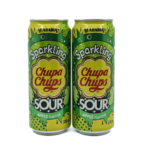 Chupa Chups Sparkling Sour Apple Flavour - Ekşi Yeşil Elma Aromalı Gazlı İçecek 330 ml (2 ADET) ürün görseli 1