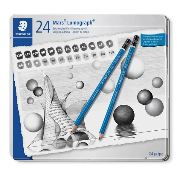 Staedtler Dereceli Kurşun Kalem Mars Lumograph Metal 24 Lü 100 G24 ürün görseli 1