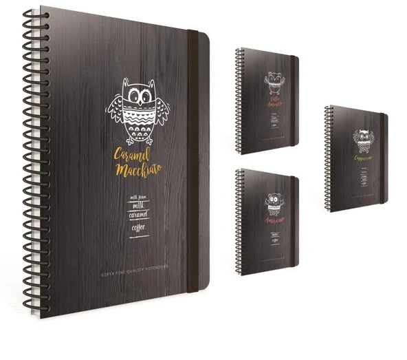 Gıpta Coffee Book Spiralli Sert Kapak Lastikli Defter 19X26Cm 120 Yaprak Kareli (2 Li Paket) 4308 ürün görseli 1