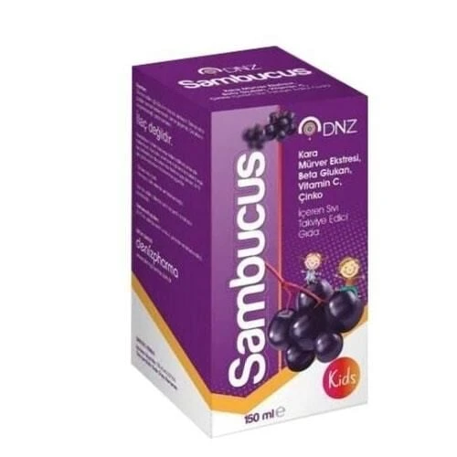 DNZ Sambucus KIDS Kara Mürver, BetaGlucan, Vitamin C, Çinko Şurubu 150ml ürün görseli 1