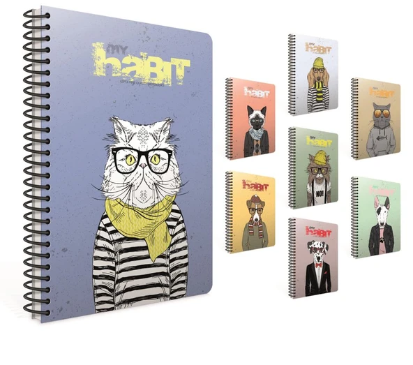 Gıpta Habit A4 Spiralli Karton Kapak Defter 80 Yaprak Kareli (4 Lü Paket) 4393 ürün görseli 1