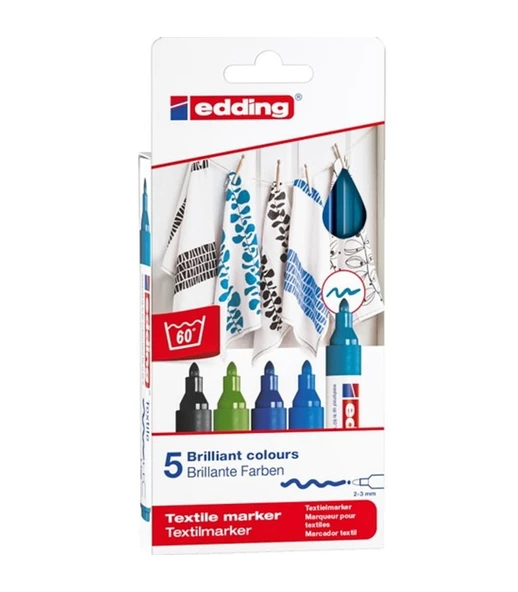 Edding Kumaş Boyama Kalemi Cool (5 Renk) E-4500 ürün görseli 1