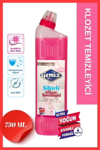 GEMİX Sihirli Klozet Temizleyici 750 ml  Ultra Yoğun, Sarı Leke ve Pas Karşıtı ürün görseli 1