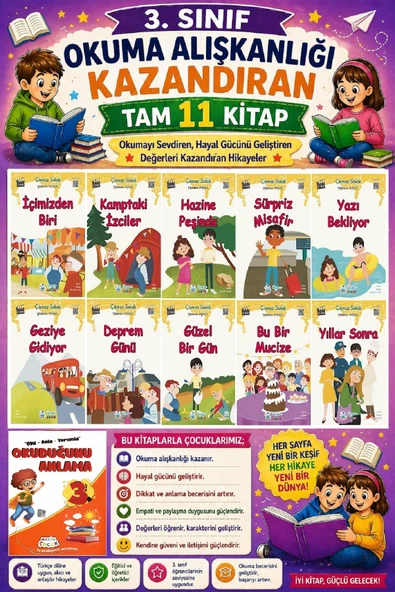 3. Sınıf Okuma Alışkanlığı Kazandıran Okumayı Sevdiren Tam 11 Kitap -22 ürün görseli 1