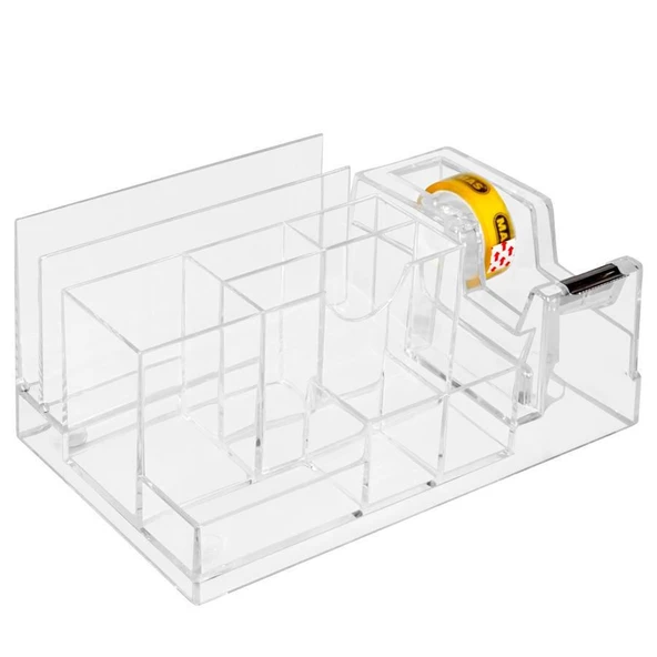 Desk Organizer Bant Kesicili Masa Seti (Masa Üstü Kalemlik Notluk Seti) Şeffaf ürün görseli 1