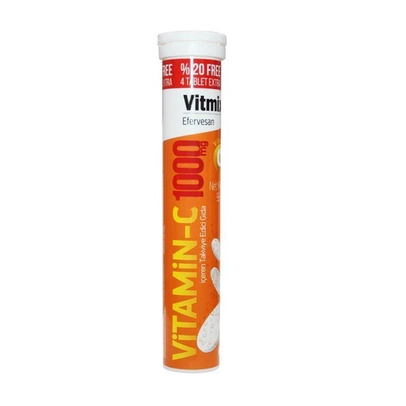 Vitmix Vitamin C 1000mg Efervesan Tablet 20 lik (%20 Free 4 Tablet Bedava) ürün görseli 1