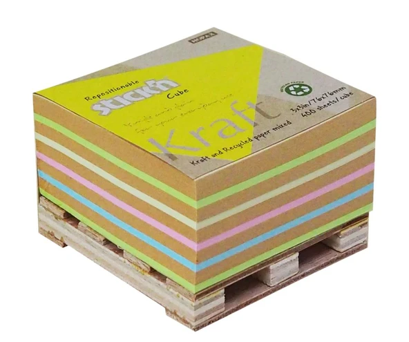 Hopax Stickn Recy Küp Not Yapışkanlı Not Kağıdı 76X76Mm Kraft + 4 Renk 400 Yaprak (4 Paket) 21817 ürün görseli 1
