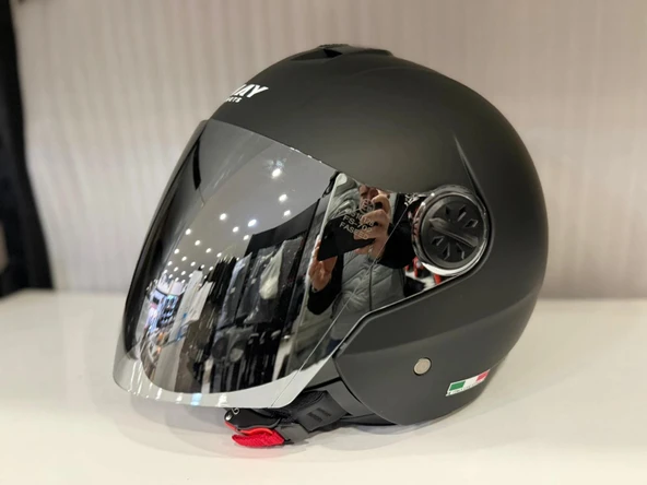 KASK SWAY SW 715 Matt Black (Aynalı Vizör) ürün görseli 1