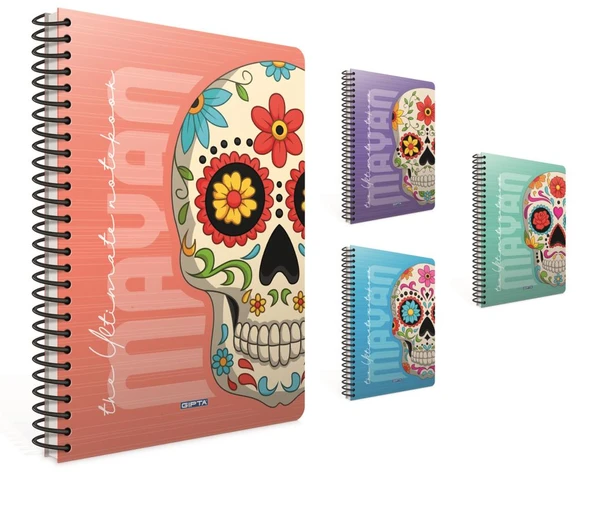 Gıpta Mayan A4 Spiralli Karton Kapak Defter 80 Yaprak Kareli (4 Lü Paket) 4357 ürün görseli 1