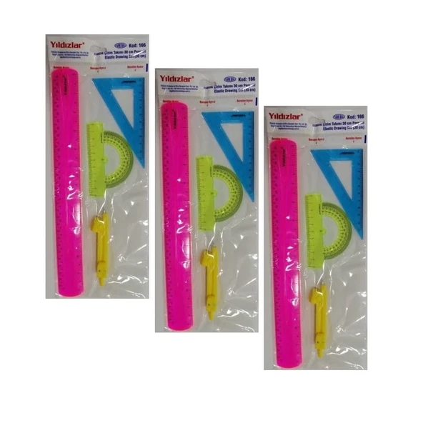 Yıldızlar Çizim Takımı Pergelli 30 Cm Elastik Kod:166 ürün görseli 1