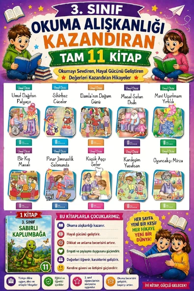 3. Sınıf Okuma Alışkanlığı Kazandıran Okumayı Sevdiren Tam 11 Kitap -20 ürün görseli 1