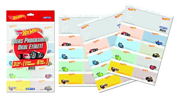Gıpta Hot Wheels Ders Programlı Okul Etiketi 16X24Cm 20 Yaprak 5411 ürün görseli 1