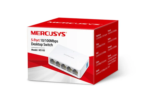 Mercusys 5 Port 10-100 Mbps Switch Plastik Kasa Ms105 ürün görseli 1