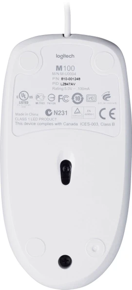 M100 Beyaz Kablolu Mouse 910-005004 - Resim 2
