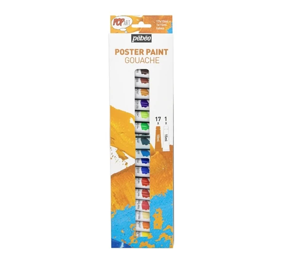 Pebeo Pop Art Guaj Boya Seti 17x10ml + 15ml Beyaz 669810 ürün görseli 1