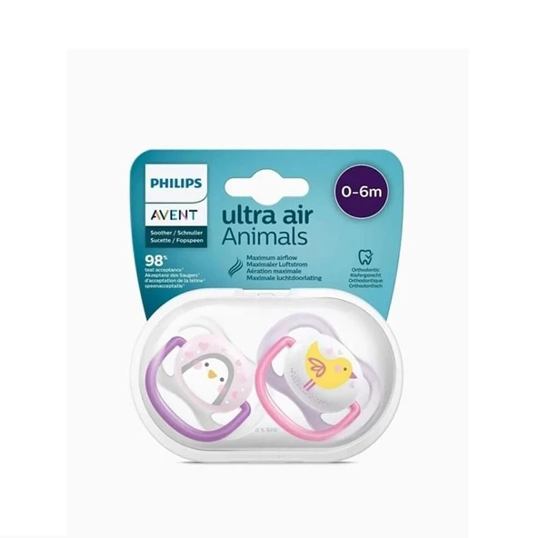 Avent 08006 Ultra Air Animals 2li Emzik 0-6 Ay - Kız ürün görseli 1