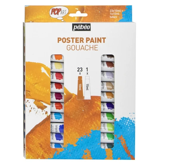 Pebeo Pop Art Guaj Boya Seti 23x10ml + 15ml Beyaz 669820 ürün görseli 1