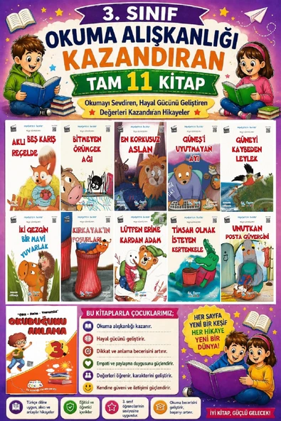 3. Sınıf Okuma Alışkanlığı Kazandıran Okumayı Sevdiren Tam 11 Kitap -23 ürün görseli 1