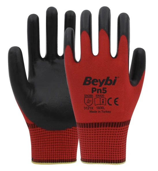 Nitril Pmk Pn5 Kırmzı Siyah 9 Beden Eldiven (12 Li Paket) ürün görseli 1