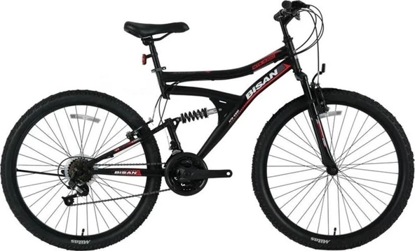 Bisan MTS4300 24 Jant 21 Vites Amortisörlü Dağ Bisikleti 40cm Siyah - Kırmızı ürün görseli 1