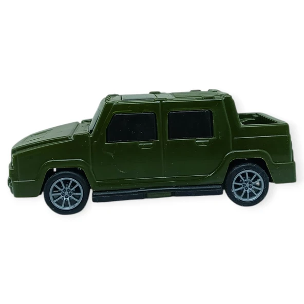Çek Bırak Arabalar 10 Cm - Yeşil Çift Kabin Pick-Up - Resim 3