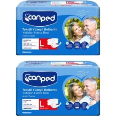 Canped Belbantlı Yetişkin Bezi Büyük Boy (L) 30lu 2 Paket 60 adet ürün görseli 1