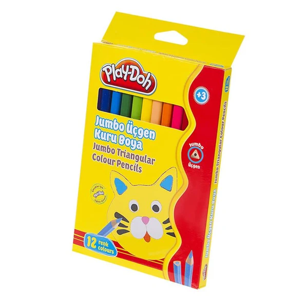 Play-Doh 12 Renk Boya Kalemi Jumbo Üçgen Play-Ku008 ürün görseli 1