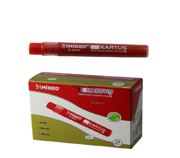 Mikro K-6019 Tahta Kalemi Kartuşu Kırmızı 24 Lü (1 Paket 24 Adet) ürün görseli 1