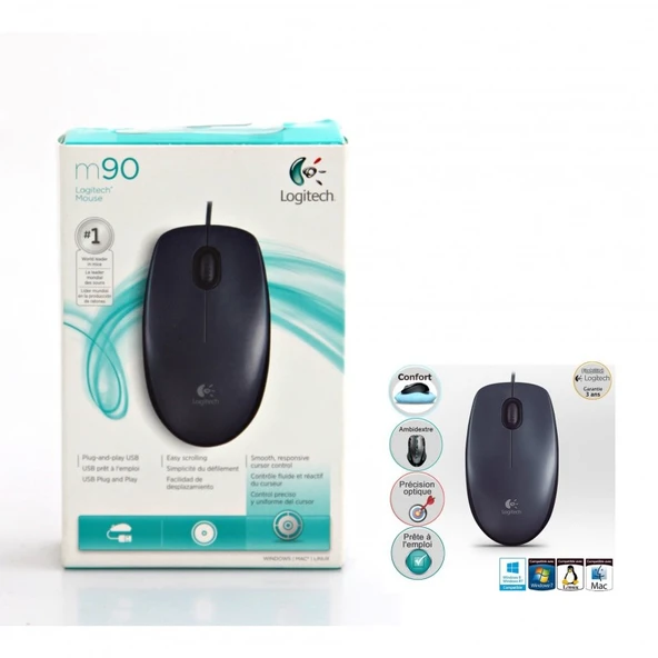 M90 Kablolu Usb Optik Mouse 910-001793 - Resim 3