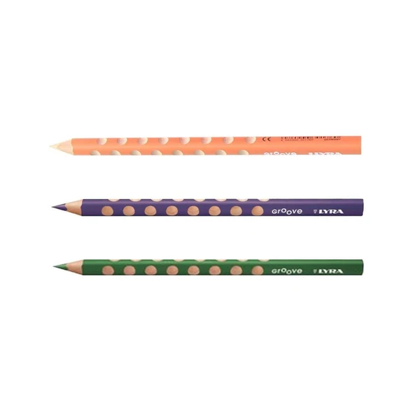 Lyra Groove Jumbo Kuru Boya Kalemi - Mor + Yeşil + Krem ürün görseli 1