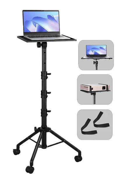 Lastvoice LP-22L Tekerlekli Ayarlanabilir Yüksek Kaliteli Notebook Laptop Standı Sehpası 73-163 Cm ürün görseli 1