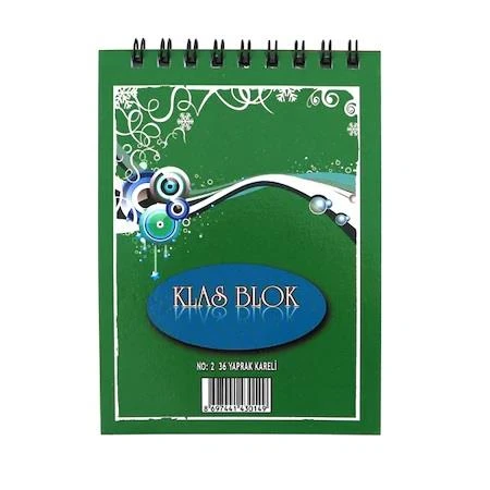 Klas Bloknot Karton Kapak No:2 Kareli 36 Yaprak 24 Lü (1 Paket 24 Adet) ürün görseli 1