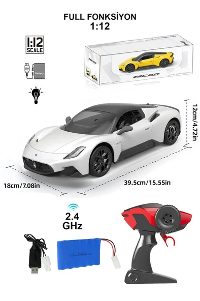 Uzaktan Kumandalı Şarjlı Işıklı Full Fonksiyon Maserati MC20 Oyuncak Araba 27212 ürün görseli 1