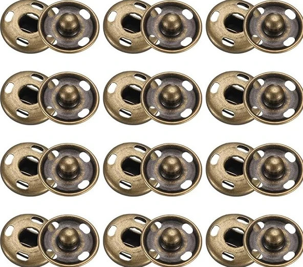 Bronz Dikmeli Çıt Çıt Düğme Takım 15mm 100 Adet ürün görseli 1