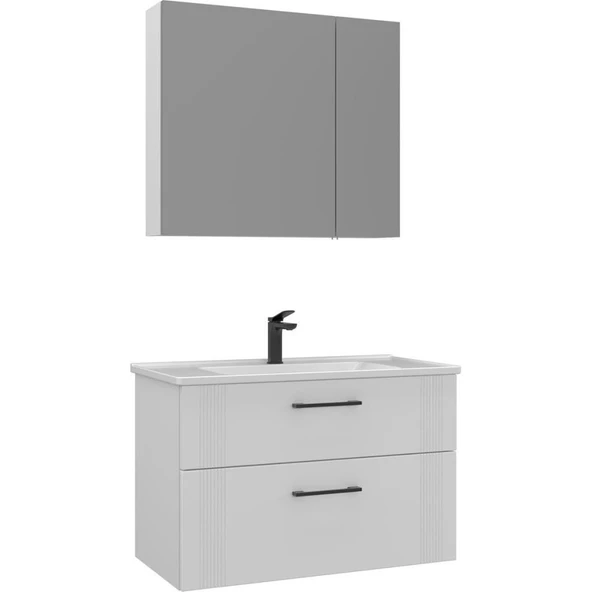 Orka Banyo Dolabı Takım Bari 85 Cm Mat Beyaz ürün görseli 1