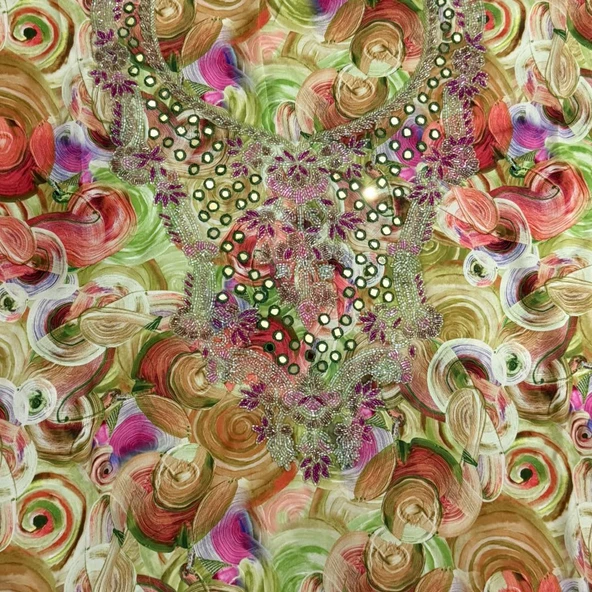 İşlemeli Hint Elbise Kumaşı 370x110cm (Model 2) ürün görseli 1