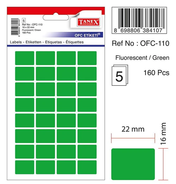 Tanex Ofc-116 Ofis Etiketi Fosforlu Yeşil 1105105 ürün görseli 1