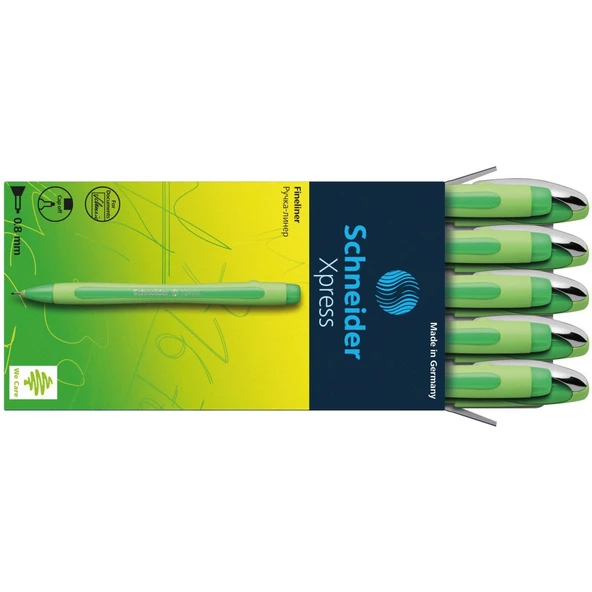 Schneider Fineliner Xpress 0.8 Mm Keçe Uç Kalem Yeşil 190004 (10 Lu Paket) ürün görseli 1