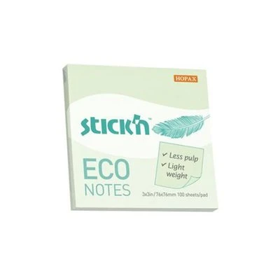 Hopax Stickn Yapışkanlı Not Kağıdı 100 Yaprak 76X76Mm Eco Pastel Yeşil 4-2174800-5001 (12 Koçan) ürün görseli 1
