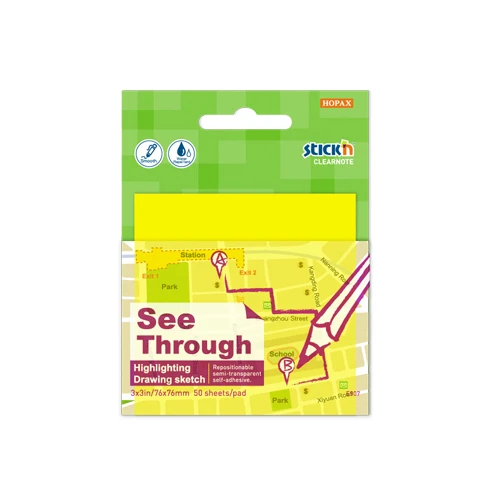Hopax Stickn Yapışkanlı Not Kağıdı 76X76 Mm Saydam Sarı 50 Yaprak 4-2170900-5001 ürün görseli 1