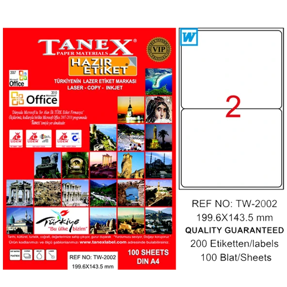 Tanex Tw-2002 Lazer Etiket 199X143 Mm Tw2002Las10100 ürün görseli 1