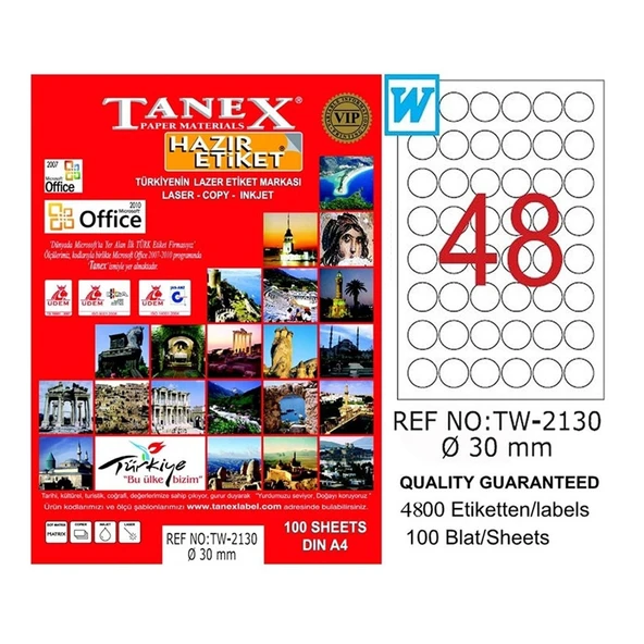 Tanex Tw-2130 Lazer Etiket Yuvarlak 30 Mm Tw2130Las10100 ürün görseli 1