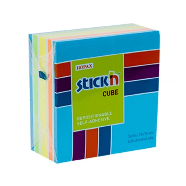 Hopax Stickn Yapışkanlı Not Kağıdı 76X76 Mm Küp 5 Renk 400 Yaprak 4-2153800-5001 ürün görseli 1